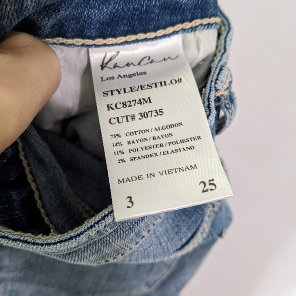 KANCAN Cassandra Skinny Mid Rise Medium Wash Faded Raw Hem Jeans Size 25 - Picture 12 of 13